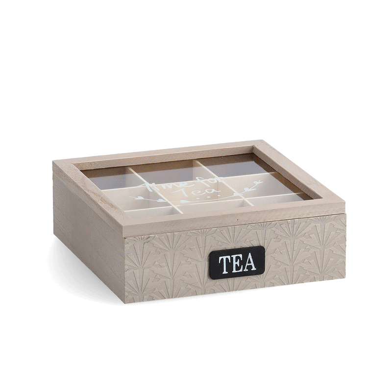 Drewniana herbaciarka, szkatułka na herbatę, 9 przegródek, ZELLER