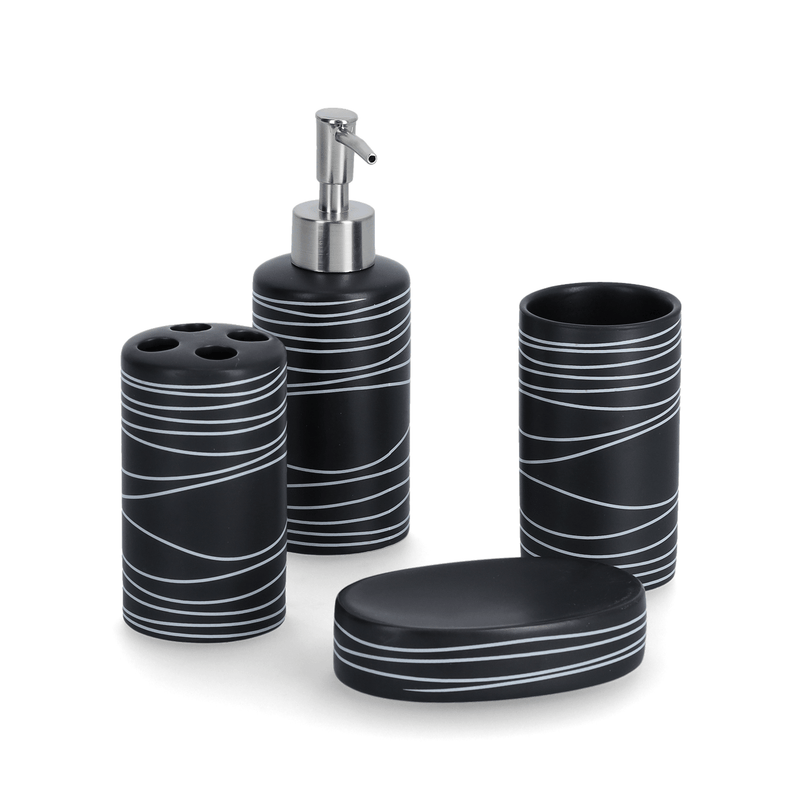 Ceramiczny zestaw akcesoriów łazienkowych - 4 sztuki w komplecie