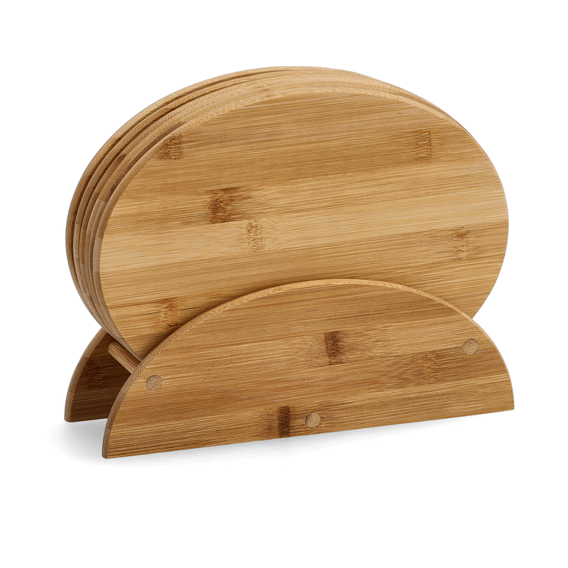 Bambusowe deski kuchenne + stojak, 7 części w komplecie, ZELLER