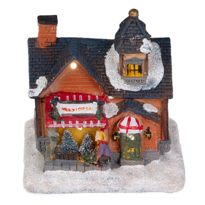 Ozdoba świąteczna Zimowy domek, oświetlenie LED, 15 x 12,5 x 9,5 cm
