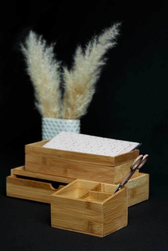 OUTLET Komplet tac łazienkowych TERRA, bambus, 2 sztuki, WENKO