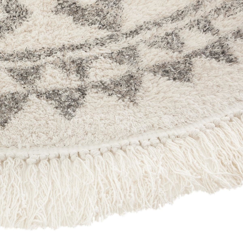 OUTLET Okrągły dywan w etniczne wzory z frędzlami, bawełna, Ø 120 cm