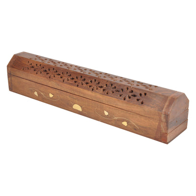 Drewniana podstawka na kadzidełko w formie pudełka