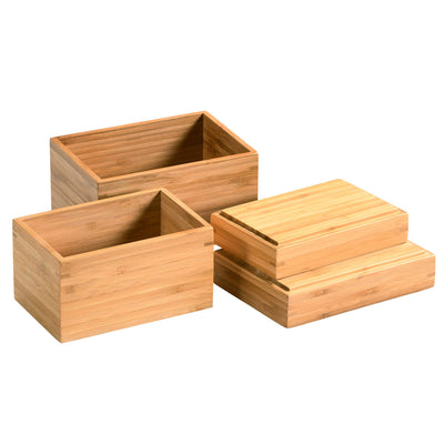 Zestaw czterech pudełek do przechowywania, bambus, Kesper