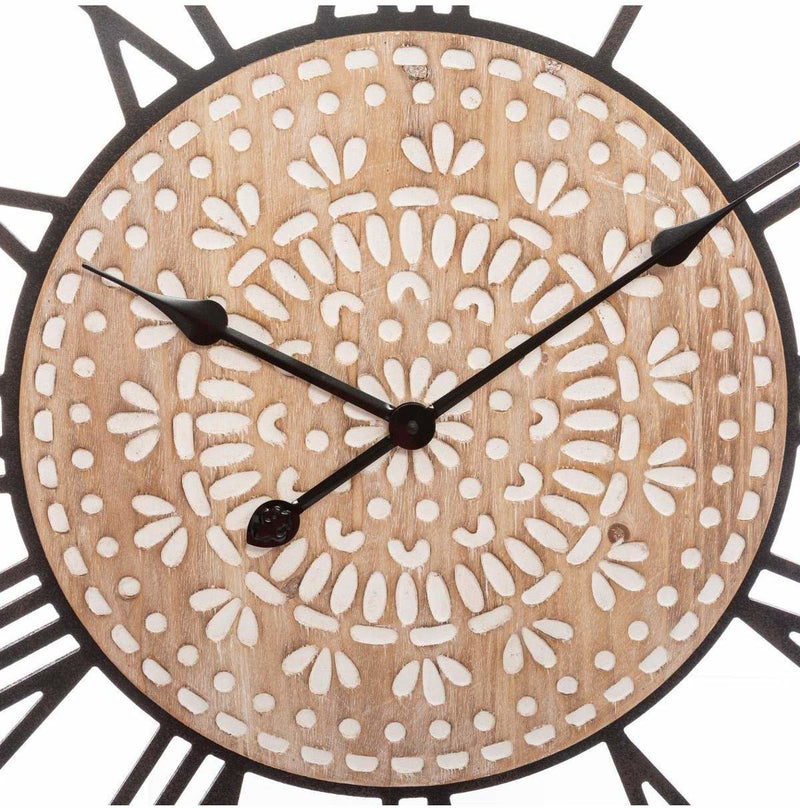 OUTLET Dekoracyjny zegar ścienny BOHO, Ø 67 cm, rzymskie cyfry