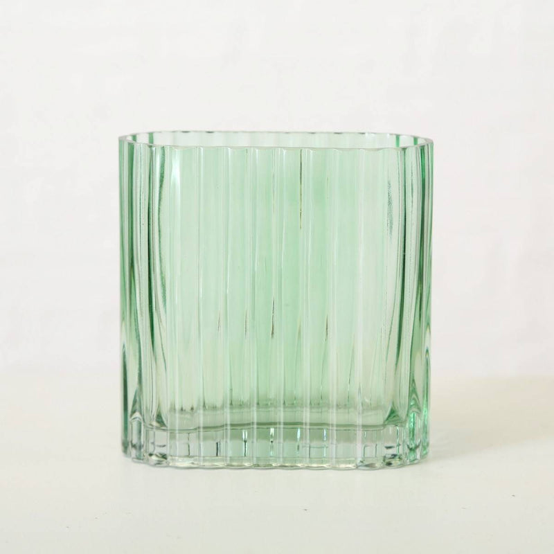 Szklany wazon Tulipa, zielone szkło, 2 sztuki