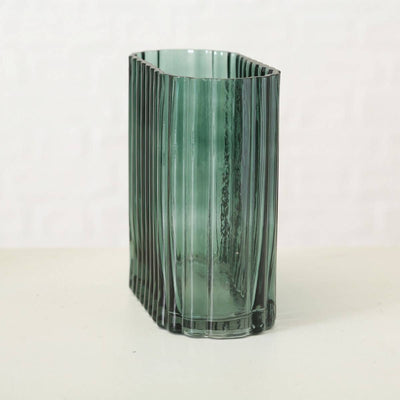 Szklany wazon Tulipa, zielone szkło, 2 sztuki