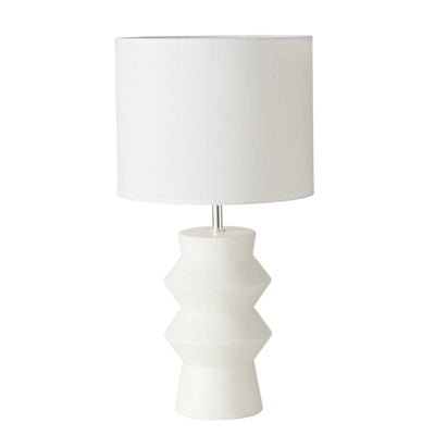 Lampa stołowa Whitia, bawełniany klosz, Ø 25 cm