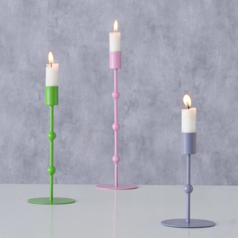 Metalowe świeczniki Kimberly, 3 sztuki, pastelowe kolory
