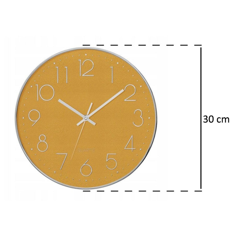 OUTLET Cichy zegar ścienny do sypialni, zegar z cichym mechanizmem, Ø 30 cm