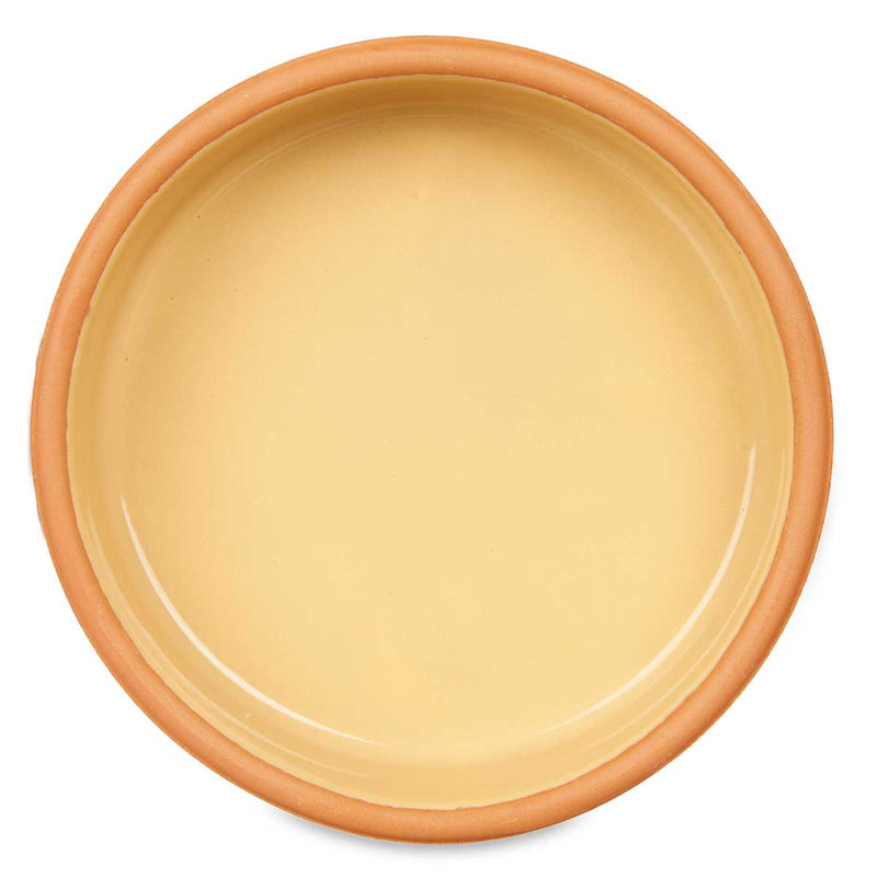 Naczynia gliniane, miski ze szkliwionym wnętrzem, żółte