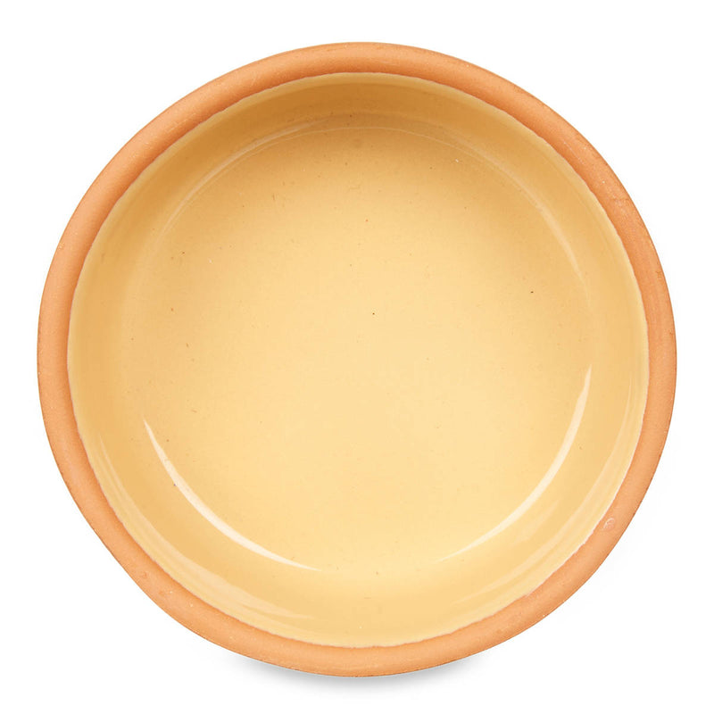 Naczynia gliniane, miski ze szkliwionym wnętrzem, żółte