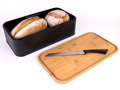 OUTLET Metalowy chlebak z bambusową deską do krojenia, 2w1, ZELLER