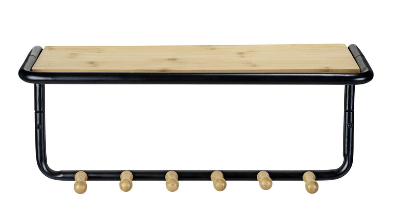 Półka ścienna z bambusowymi haczykami, 58 x 26 x 26 cm, Loft, WENKO