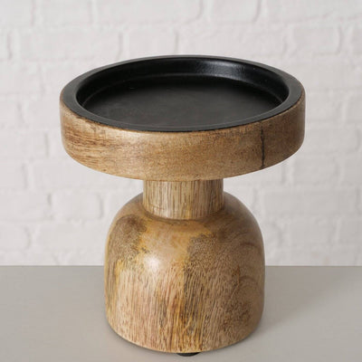 Drewniany świecznik NUMLA, drewno mango, Ø 12 cm