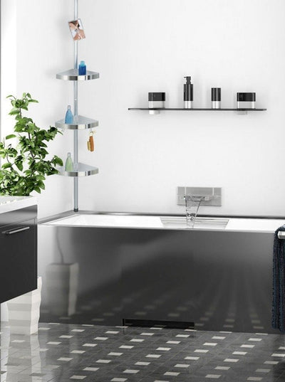 Półka łazienkowa narożna - półka prysznicowa Premium Edge Matt, 3 poziomy, lusterko, teleskopowa, WENKO