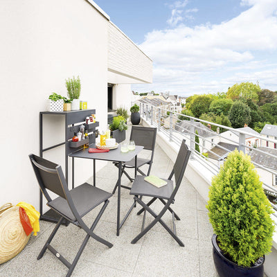 Stolik balkonowy, ogrodowy, wielofunkcyjny z aluminium i granitu