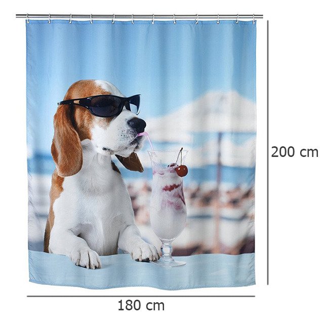Zasłona prysznicowa COOL DOG, tekstylna, 180x200 cm, WENKO 