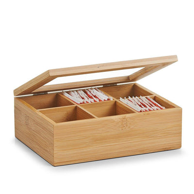 Bambusowa szkatułka na herbatę w torebkach - 6 przegródek, ZELLER - EMAKO