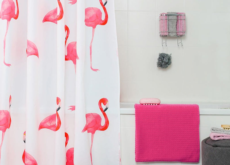Zasłona prysznicowa FLAMINGO, tekstylna, 180x200 cm, WENKO 