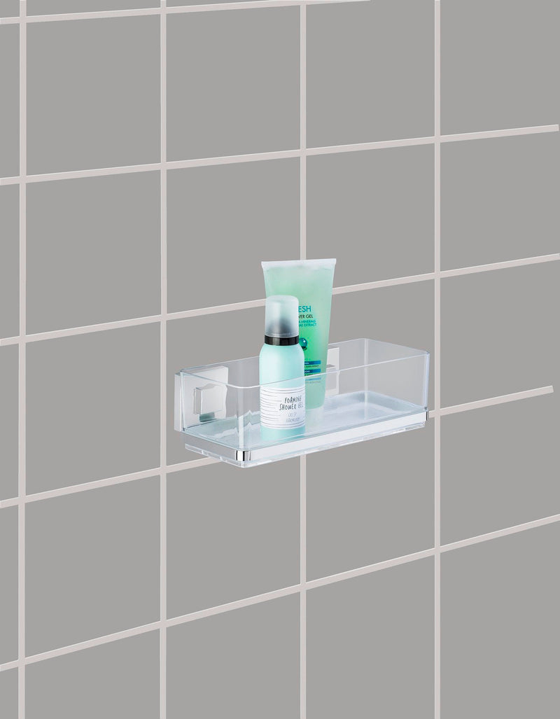 Prostokątna półka łazienkowa QUADRO z pojemnikiem, Vacuum-Loc, pod prysznic, WENKO
