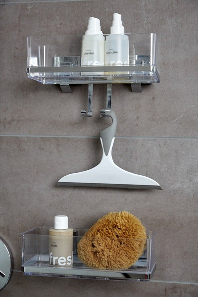 Prostokątna półka łazienkowa QUADRO z haczykiem, Vacuum-Loc, pod prysznic, WENKO