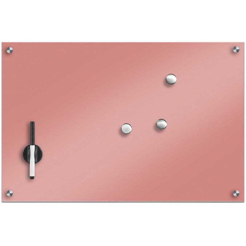 Szklana tablica magnetyczna, pudrowy różowy + 3 magnesy, 60x40 cm, ZELLER