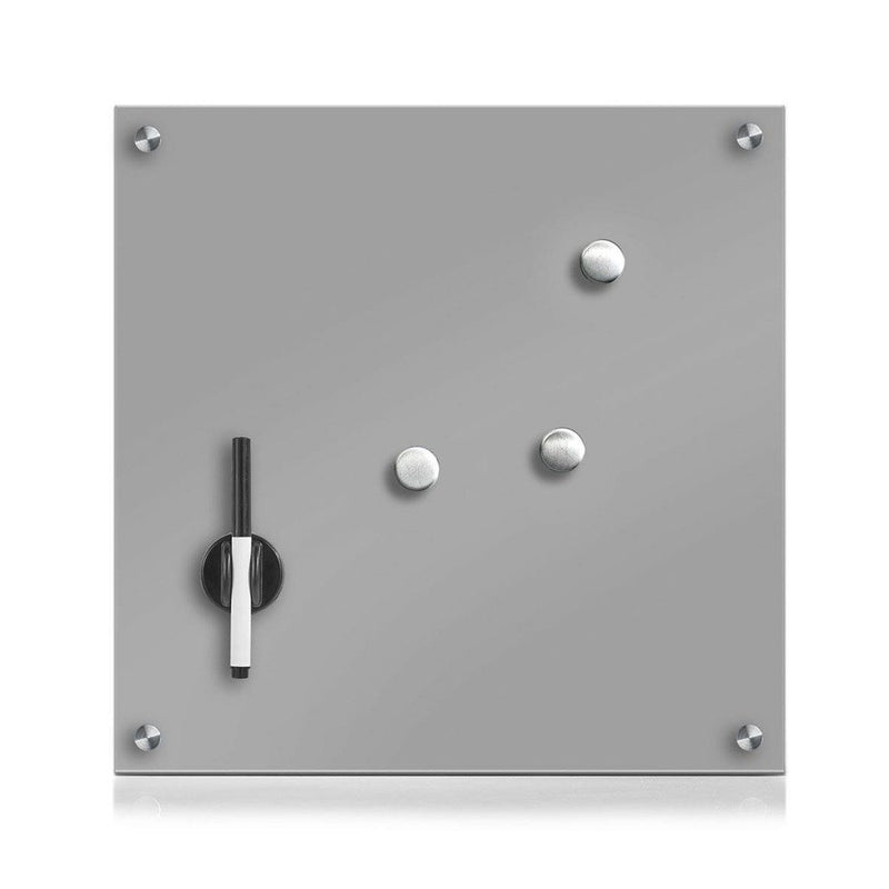 Szklana tablica magnetyczna MEMO, szara + 3 magnesy, 40x40 cm, ZELLER