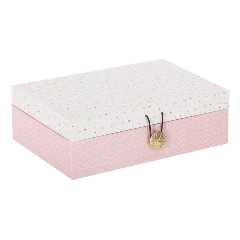 Komplet 3 ozdobnych pudełek zamykanych na złoty guzik - kolor różowy