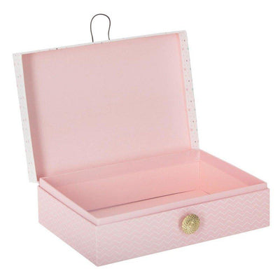 Komplet 3 ozdobnych pudełek zamykanych na złoty guzik - kolor różowy
