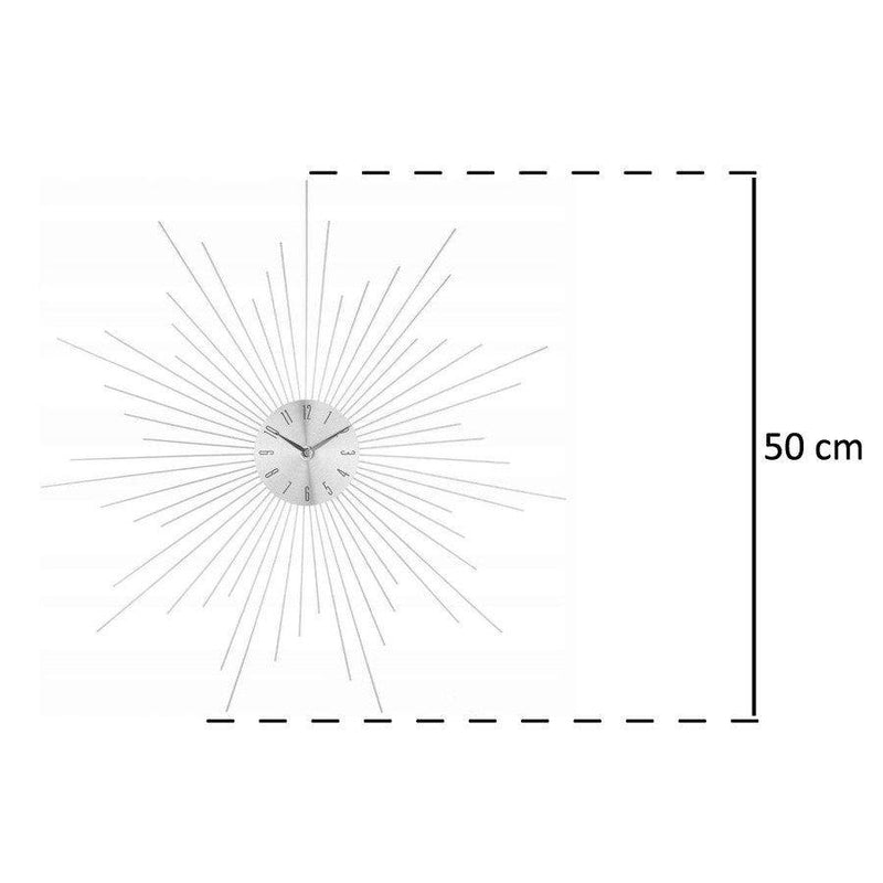 Zegar ścienny SUN w kolorze srebrnym, okrągły - Ø50 cm