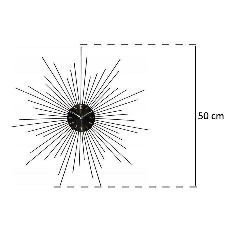 Zegar ścienny SUN w kolorze czarnym, okrągły - Ø50 cm