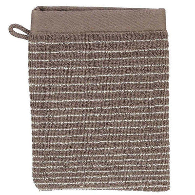 Ekskluzywny ręcznik frotte do mycia brązowy w modne paski, myjka bawełniana, rękawica do mycia, Esprit, 16 x 22 cm