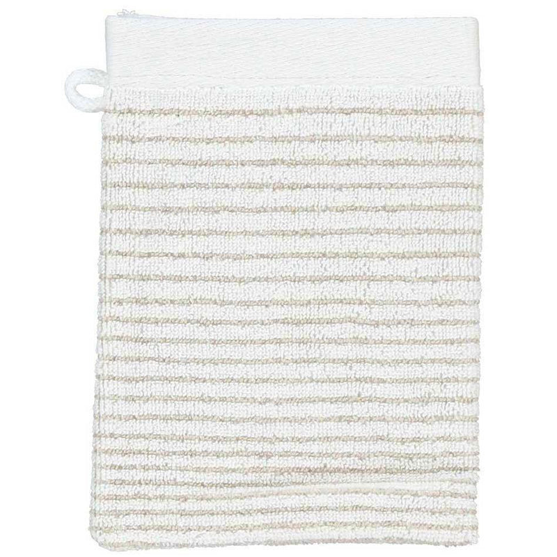 Ekskluzywny ręcznik frotte do mycia biały w modne paski, myjka bawełniana, rękawica do mycia, Esprit, 16 x 22 cm