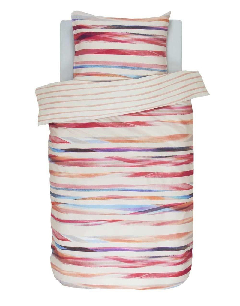 Ekskluzywny komplet pościeli z bawełny satynowej w kolorowe pasy, poszewka ozdobna, pościel w pasy, pościel Esprit, 140 x 220 cm