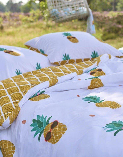 Pościel bawełniana Pineapple, zestaw pościeli, bawełna 100 %, komplet na duże łóżko 240x220 + 2/60x70