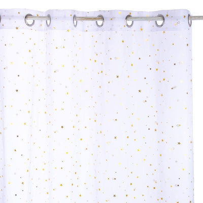 Zasłona okienna, biała w złote gwiazdki - 140 x 250 cm
