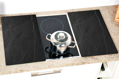 Szklane płyty ochronne na kuchenkę, komplet 2 desek do krojenia, deski kuchenne, akcesoria kuchenne, 2 szt, Łupek, Kesper