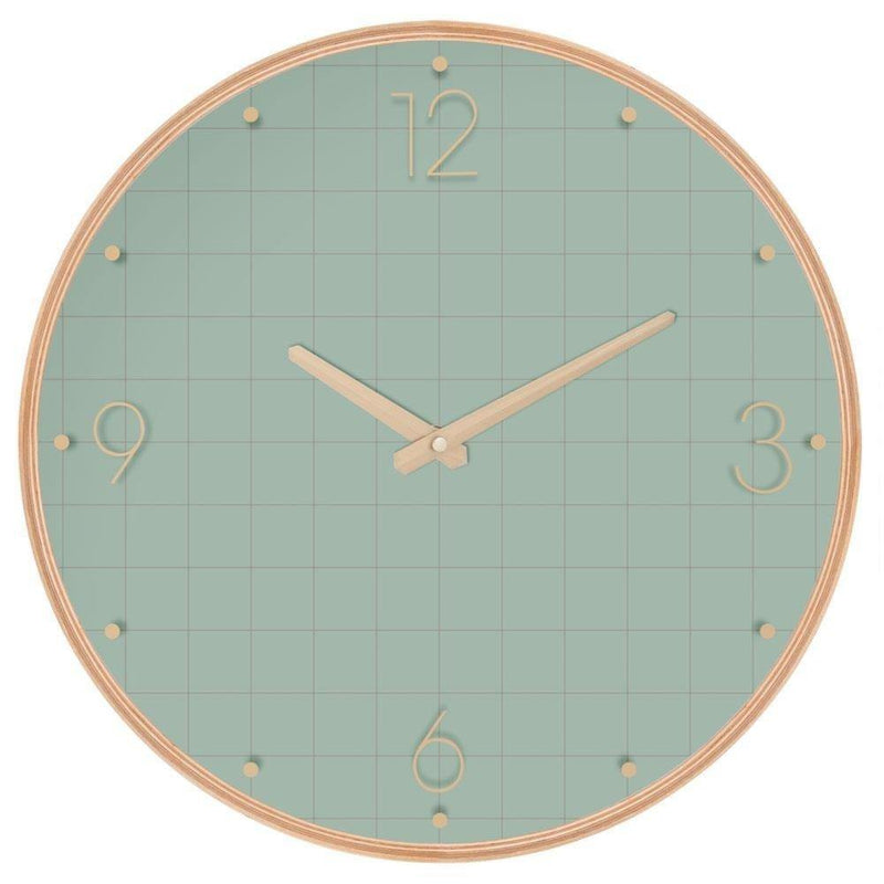 Zegar na ścianę w drewnianej ramce, zegar do salonu, zegar kuchenny, zegar ścienny - Ø 40 cm, kolor zielony