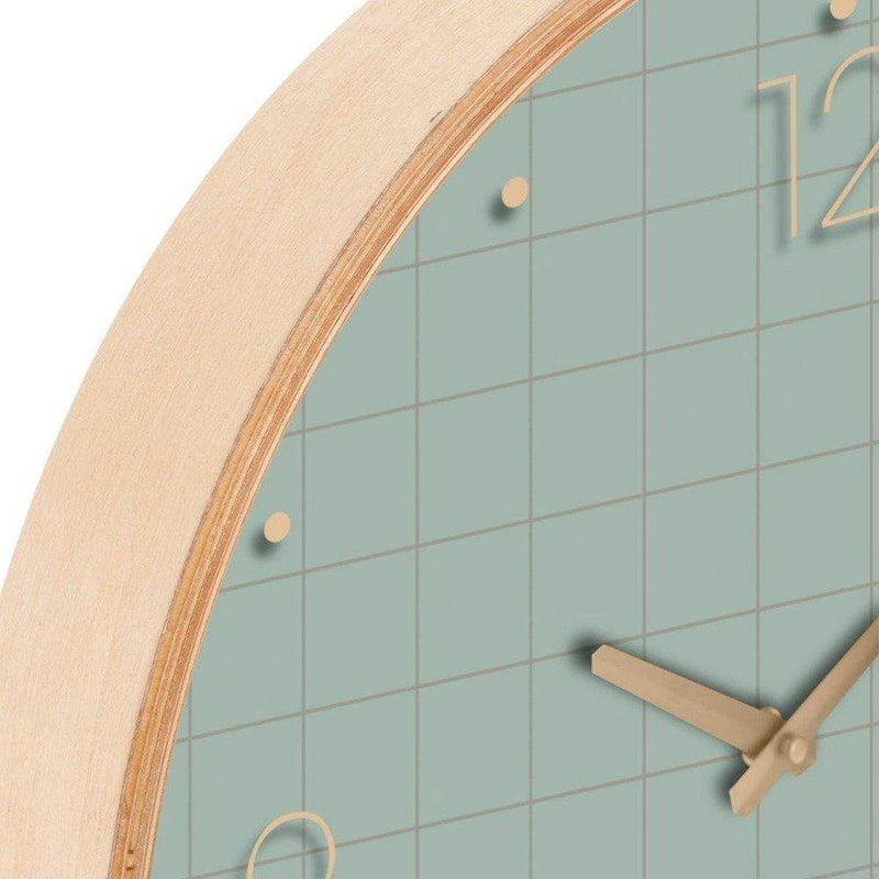 Zegar na ścianę w drewnianej ramce, zegar do salonu, zegar kuchenny, zegar ścienny - Ø 40 cm, kolor zielony