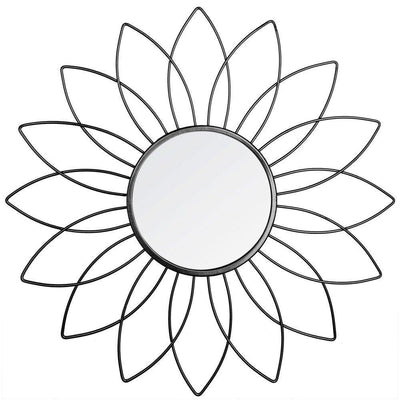 Komplet 3 okrągłych luster ozdobnych w ramie stylizowanej na kwiat, lustra ozdobne, lustro na ścianę, lustro w czarnej ramie
