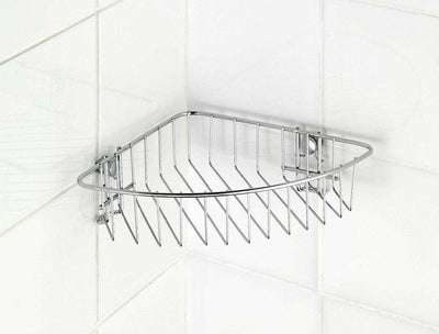 Półka łazienkowa narożna Classic WENKO, praktyczny kosz na akcesoria do kąpieli