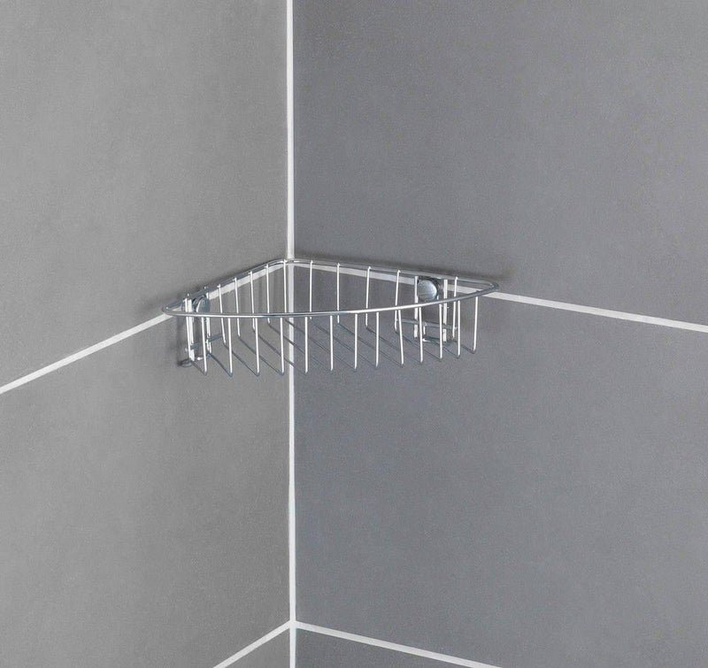 Półka łazienkowa narożna Classic WENKO, praktyczny kosz na akcesoria do kąpieli