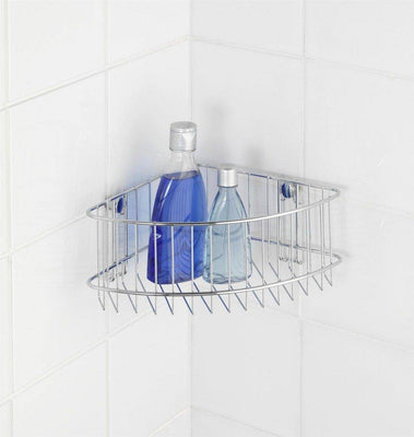 Półka łazienkowa narożna Classic WENKO, funkcjonalny kosz do przechowywania akcesoriów do kąpieli