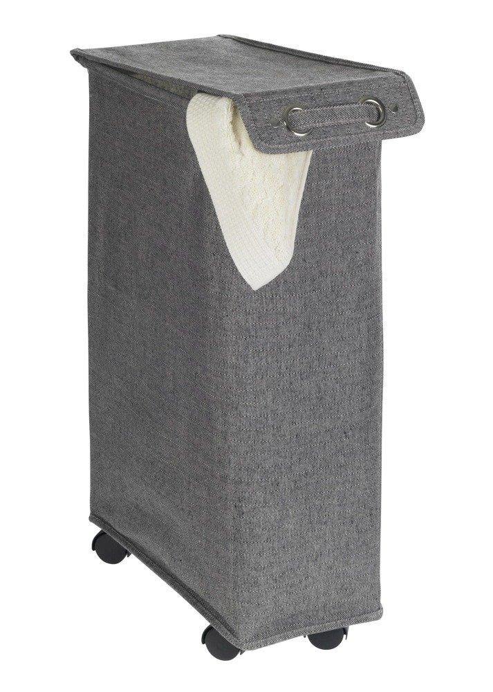 Kosz na pranie z pokrywą i kółkami, wąski pojemnik tekstylny - 43 l, 60 x 18,5 x 40 cm, WENKO