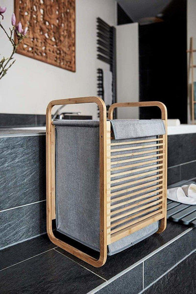 Pojemnik na pranie z bambusowym stelażem i uchwytami, 40 x 60 x 35 cm, WENKO