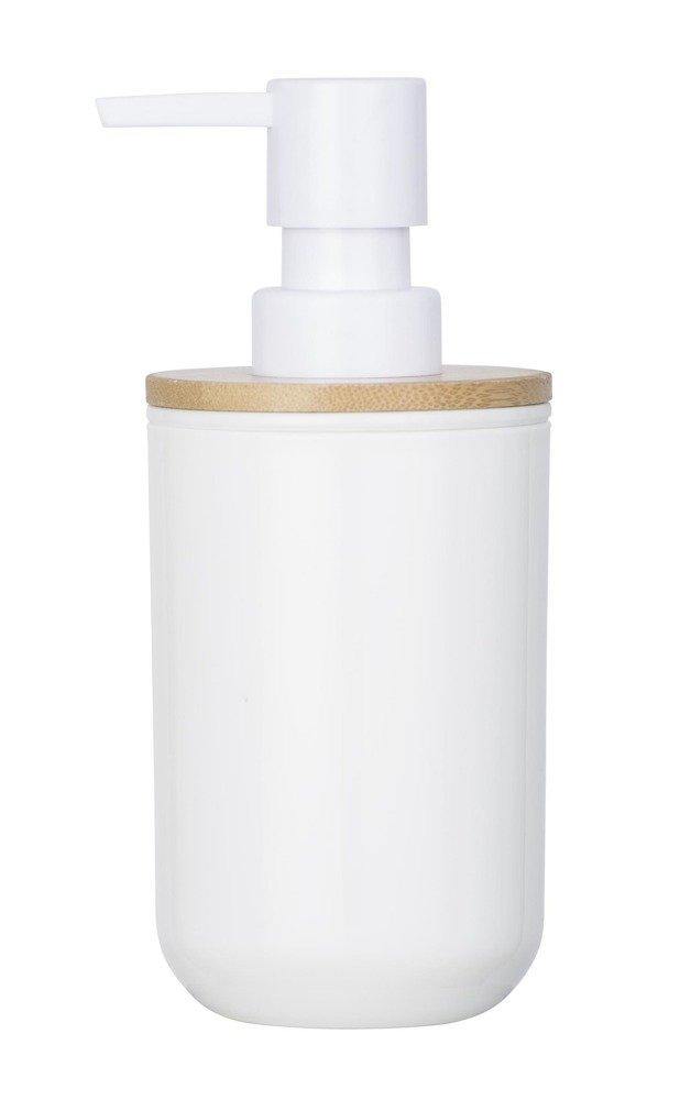 Dozownik do mydła w płynie, pojemnik z pompką wykonany z plastiku i bambusa - 330 ml, WENKO