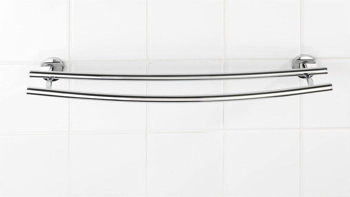 Wieszak podwójny w formie drążków na ręczniki, ścienny uchwyt metalowy do łazienki - 58 cm, WENKO
