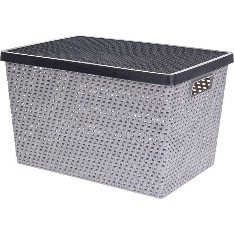 Pudełko, pojemnik do przechowywania, prostokątne, zamykane, kosz na pranie - 37 x 18 x 23 cm