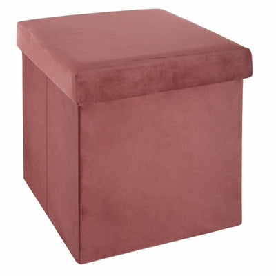 Pufa ze schowkiem welurowa, siedzisko, kolor różowy